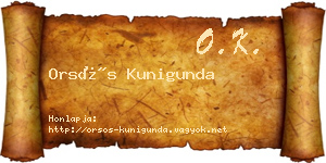 Orsós Kunigunda névjegykártya